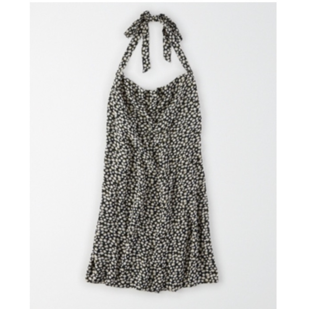 Floral Cowl Neck Halter Mini Dress